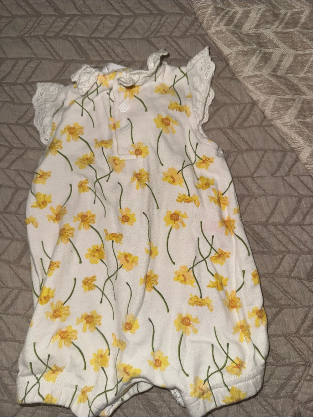 Laura Ashley Baby Floral Romper with Eyelet Lace Collar 3-6M